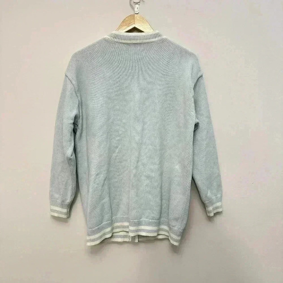 Sunday Best Lamora V-Neck Striped Button Front Cardigan Varsity Preppy Blue Sz S - Picture 7 of 16